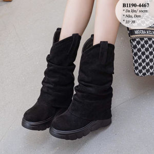 Bốt Nữ Chất Da Lộn Có Áo Phủ Đế 10CM B1190-4467