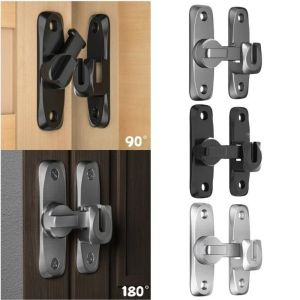 MUNCHX Hợp Khóa cửa lật lên Flip-Up 90/180 độ Khóa cửa sổ An toàn Chống trộm Chốt an toàn tủ An ninh gia đình