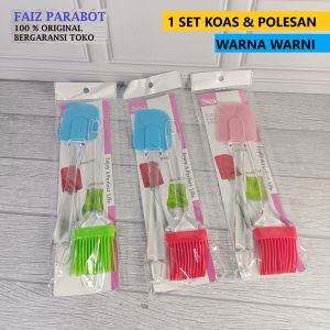 Spatula+ Koas Silikon BESAR Tahan Panas Food Grade + Kuas Roti Barbeque Silikon / Spatula + Kuas Polesan Kue 1 SET enjoy