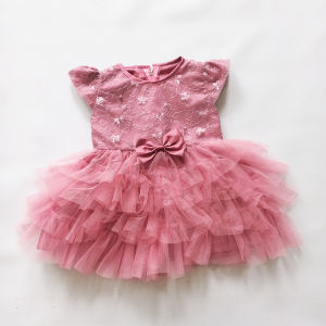 Dress Tutu Bayi Perempuan 6 12 Bulan Model Terbaru 2023 GRATIS PITA Gaun Pesta Mewah Import Korean Style Baju Warna Dusty Pink Terlaris Rok Tutu Mekar Dusty Pink Dress Anak KA168