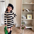 Váy body dài tay cổ cao dành cho bé gái cách điệu_Quần áo trẻ em thu đông. 