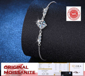 Gelang Original Moissanite Charm Asli Perak 925 VVS1 1 D GRA Sertifika