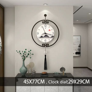 Minimalist Chinese Series Guest-Greeting Pine Wall Clock Hot Sale Home Living Room Simple and Fashion Mute Creative Vintage Clock Art Decorations 45x77cm