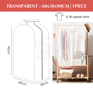 QB Extended Wardrobe clothes dust cover hanging cloth garment coat plastic protector dustproof storage plastik organizer