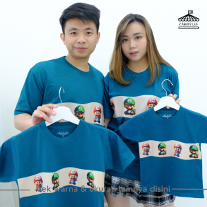 CAROTYLES S Kaos Couple Keluarga MARIO GARIS Wanita Lengan Pendek Katun