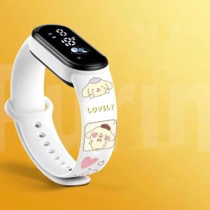 Sanrio Waterproof Sports Smart Watch Kuromi Cinnamoroll Pochacco Led Silicone Bracelet Electronic Watch Kids Digital Watches