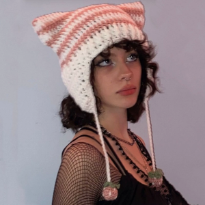 Harajuku Hat Winter Casual Knitted Cap Y2K-Girl Hot Girls Picture Prop Hat with Crocheted Slouchy Hat