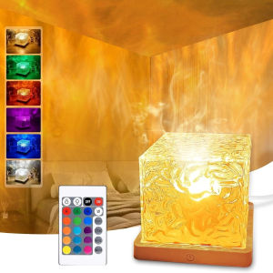 Dynamic Rotating Water Ripple Projector Night Light RGB16 Color Flame Crystal Light Living Room Study Bedroom Rotating Light