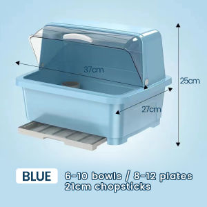 Kuwo Large Bowl Cabinet Household Kitchen Utensils Storage Box Drain Bowl Rack With Lid Chopsticks Tableware Dish Storage Rack Plastic Bowl Cabinet