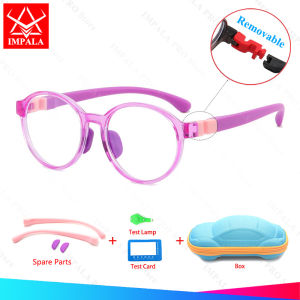 IMPALA FL1013Q Thời Trang Trẻ Em Máy Tính Kính Nam Nữ 2-8 Năm Tuổi Trẻ Em Kính Mắt Với Miễn Phí phụ tùng Có Thể Tháo Rời Kính Chân bảo vệ khỏi tia UV Gọng silicon chống ánh sáng xanh chống tia cực tím mắt kính HD