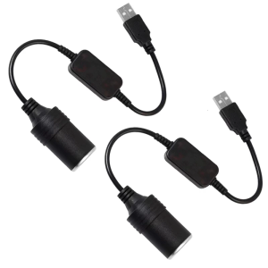 2pcs 5V USB để 12V chỗ cắm điện ô tô ổ cắm cái dây Bộ chuyển đổi cáp chuyển đổi cho Máy ghi âm lái xe lên đến 12W