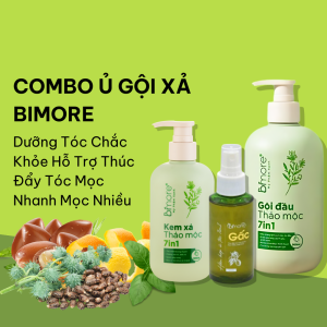 Trọn bộ Ủ Gội Xả 7in1 Bimore giúp tạm biệt nỗi niềm tự ti với mái tóc thưa mỏng nuôi dưỡng tóc chắc khỏe mềm mượt.