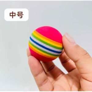 Pet Cat Dog Kitten Soft Foam Rainbow Play Balls Toys Funny Mainan Bola Pelangi Kucing