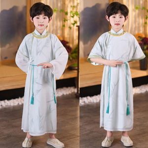 Childrens Ancient Chinese Traditional Costume Girls Hanfu Dress Boys Tang Suit National Learning Outfit Kids Performance Cosplay Wear 3-11Years