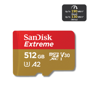 SANDISK Micro SD card ของแท้ Extreme 512GB (190MB/s) UHS-IU3V30A2C104K Memory Card เมมโมรี่การ์ด Sdcard กล้อง Gopro โดรน DJI โทรศัพท์ เมมของแท้