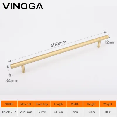 [SG STOCK] VINOGA Gold Furniture Cupboard Handle Brass Cabinet Handle Solid Golden Drawer Pulls Kitchen Cupboard Hardware｜Furniture Knobs and T Bar Handle