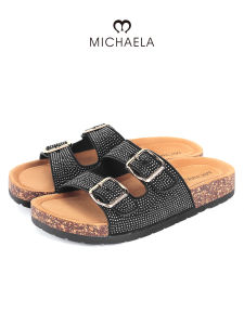 MICHAELA Delicate Rhinestone Buckle Slippers Cork Footbed Arch Support for Party Dates SH6527091 CX