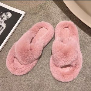 Dép Lông Quai Chéo Đế Bằng Đi Trong Nhà Phong Cách Hàn Quốc Siêu Xinh