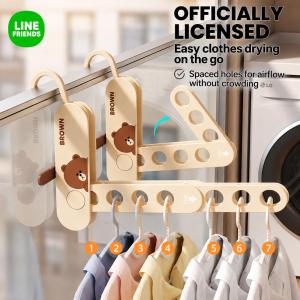 LINE FRIENDS BROWN HIPS Portable Clothes Hanger For Hotel Use Pang-regalo LFB450