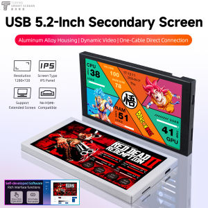 5.2 Inch IPS Secondary Screen New TURZX 1280x720 IPS Smart Screen USB-C Extended Screen CPU GPU RAM Monitor for Windows 11 10
