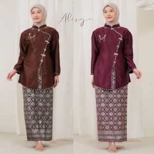 WELLDRESS- Alisa One Set Baju Kurung Kebaya Melayu Dress Kondangan Wisuda Rok Songket Wanita Modern Premium