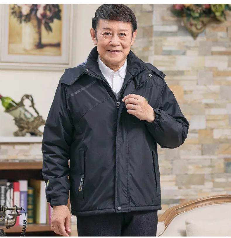 Nanjiren middle-aged men's winter jacket, thick collar fleece