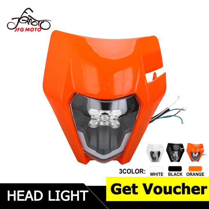 Phare Avant LED JFG RACING Pour KTM EXC/EXCF/XC/XCF - Blanc, Polycarbonate, Montage Facile