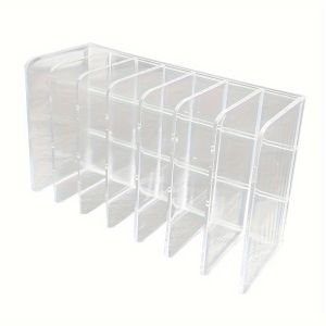 1pc Plastic Transparent 7-Slot Cosmetic Organizer Multi-Functional Makeup Holder Home Office Bathroom Dressing Table Sorting Box
