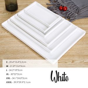 Dulang premium tray makanan ringan plastik saji dapoq serving elegant moden black white melamine food tray hadiah deco 托盘外场專用 ABS