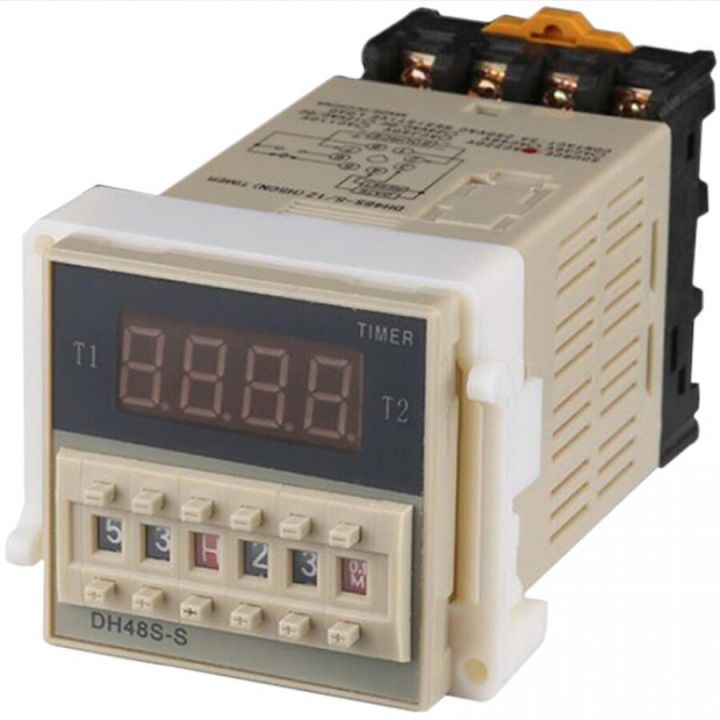 DH48S-S Twin Timer ทวินไทม์เมอร์ ไทม์เมอร์รีเลย์ พร้อมฐาน 220VAC Relay ...