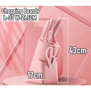 Kitchenware Knives Pastel Knife Set Chopping Board Scissors Holder Cutlery Stainless Non Stick LA