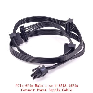 CORSAIR 6Pin Male 1 to 4 SATA 15Pin PCIe Power Supply Cable GPU Minning Cable for RMX RMi SF CS CX HXi TX Serial PSU RM650X RM750X 850X 650i 750i SF450 600 750 CS450M 550M 650M 750M CX450M 750M HX750i 850i 1000i TX550M 650M 750M