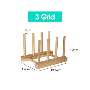 Bamboo Dish Rack 3-8Girds Kitchen Plates Holder Bowl Cups Drying Pot Lid Holder Dish Drain Shelf Ikea Dinnerware Storage Organizer