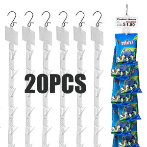 【12 hours delivery】20PCS Station Hanging Merchandis Strips Plastic Hanging Display Strips with Hooks for Retail Display