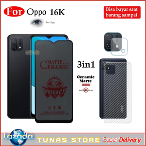 3in1 Antigores Anti Spy Oppo A16 A16E A16K MATTE Cramic Spy Anti intip