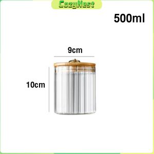 C.N. Canister Glass Food Container with Metal Ring Handle Kitchen Storage Organizer Jar