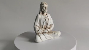 Religious Holy Sculpture Meditating Figurine Handcraft Religious Resins Ornament for Christmas Easters Tabletop Decors