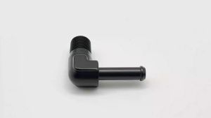Aluminum 90 Degree 3/8 NPT Male to 3/8"(9.5mm) Hose Barb Push On Fitting Adapter Black