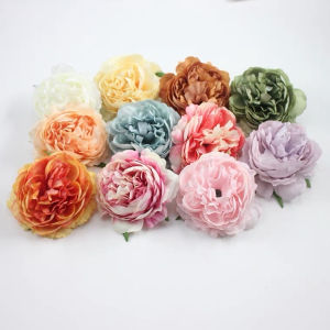 Hoa hồng giả đầu bông hoa trà hoa mẫu đơn 8cm nhiều màu trang trí hộp quà cổng cưới làm backgroud hoa decor giỏ quà tết nơ cài áo vòng hoa