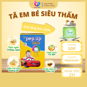 [Bán chạy] Tã bỉm quần em bé mặt bông siêu mềm mại Pep.up Cottony 3D giá rẻ chất lượng - nhỏ Size L9 (9-14kg)