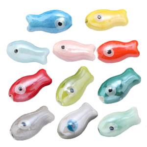 Gói của 10 Đầy Màu Sắc sứ hoài cổ Cá Hạt Handmade Spacer Quyến Rũ Cho Tự Làm Vòng Đeo Tay Crafting Phụ Kiện