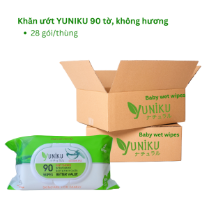 Gía sỉ Thùng 28 gói khăn ướt cao cấp Yuniku 90 tờ không hương Xanh lá