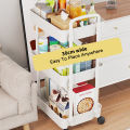 3 Tier Trolley Cart Organizer Heavy Duty Rolling Utility Cart with Wheels and Handle. 