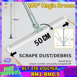【Malaysia Spot Sale】50CM Silicone Floor Wiper Scraper 180° Degree Rotatable Squeegee Magic Broom Retractable Telescopic Sweepers Mop Wiper