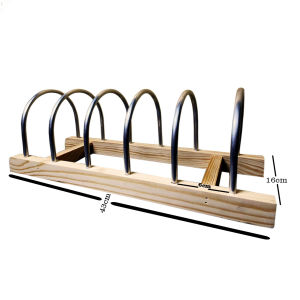 Rak Kayu Piring Alumunium 5 Slot / Rak Piring Dan mangkok Multifungsi 5 Slot Natural Glossy