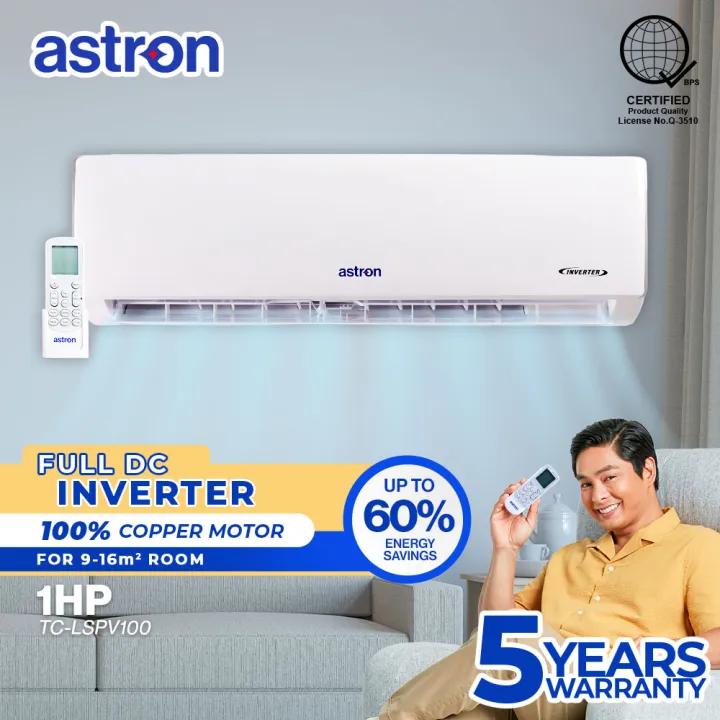 Astron 1HP Inverter Split-Type Aircon - TC-LSPV100 | Energy Efficient | Low Noise | Anti-Rust Body | Durable Build