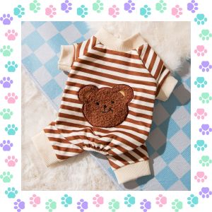 【New release】 Whisker 3D cute bear dog four-legged clothes/Pet Belly Protection Clothes/Pet air-conditioning clothes/cat clothes/dog clothes/pet clothes