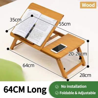 Free Assembly Folding Computer Desk 60/80CM Bed Table Adjustable Height Folding Table