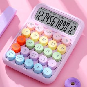 Ins Korean Dopamine Color Calculator 12 Digits Large Display Mechanical Dot Keyboard Big Button School&Office Stationery