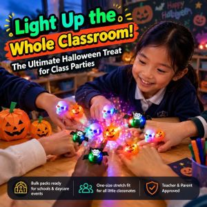 Halloween LED Glowing Ring Halloween Light Up Luminous Finger Ring Toys Horror Pumpkin Spider Finger Rings Glow in The Dark Party Supplies